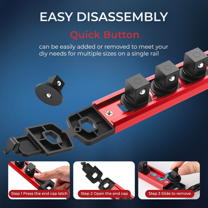 Reniteco Magnetic Socket Organizer Set, 3-Piece 1/2" 3/8" 1/4" Drive