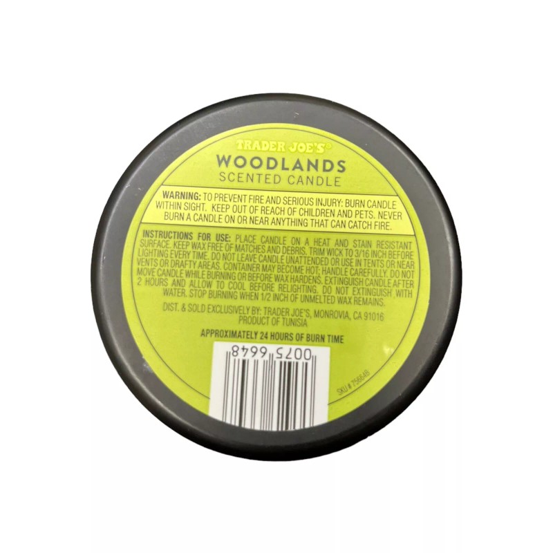 Trader Joe’s Woodlands Scented Candle, Soy Wax, Coconut Oil &