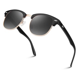 LINVO Polarised Sunglasses, Men, Women, Retro Classic Half Frame, 100% UV400 for Travel, Driving and Fishing