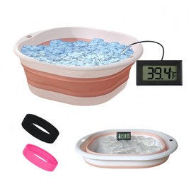 Face Bowl for Ice Bath, Cold Face Plunge Bowl Kit, Foldable Bowl for Face Ice Bath with Reusable Cubes, Portable Cold Plunge Face Bowl, Ice Bowl for Face Cold Plunge Chiller (Pink)