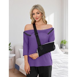 Poriff Chemo Port Shirts Post Surgery Clothing for Women Tear Away 3/4 Sleeve Shoulder Surgery Recovery Supplies 2 Pieces M