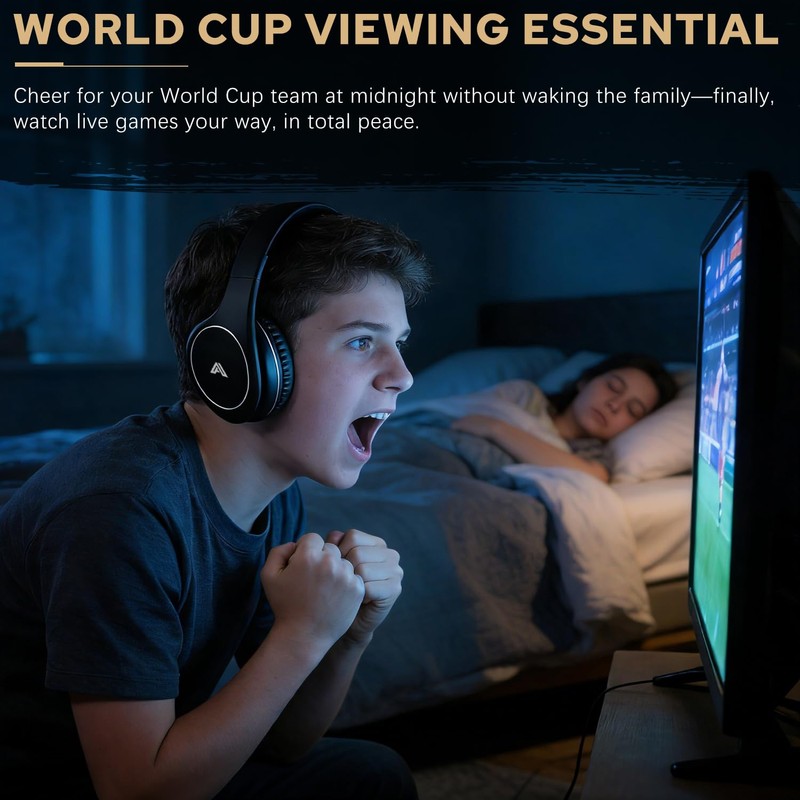 Ansee Wireless TV Headphones for Seniors & Hearing Impaired, Folding