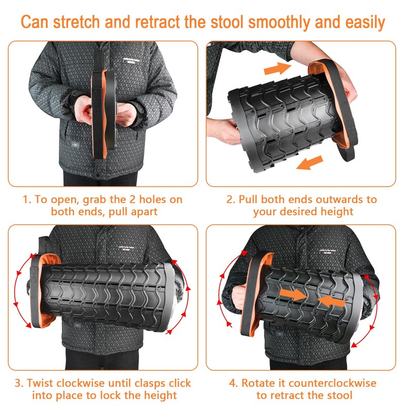 Boreeman Upgraded Collapsible Stool, Square Portable Stool, Lightweight Yet More
