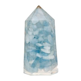 dssmboom Pack of 2 Healing Crystal Wands Hexagonal Crystal Point for Meditation Wicca Chakra Balancing, Aquamarine