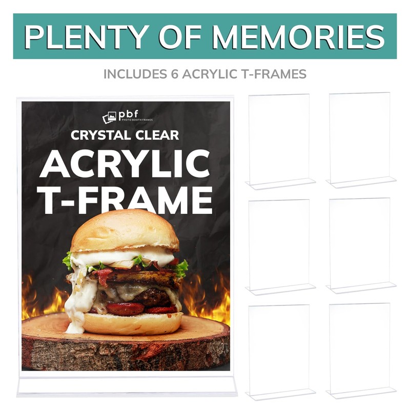 Photo Booth Frames - 5x7 Durable Crystal Clear Acrylic T-Shape