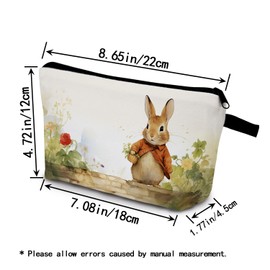 YULUENZE Cartoon Bunny Present Bunny Pattern Makeup Bag Cute Small Organizer Bag with Zipper Adorable Rabbit Cosmetic Bag Birthday Presents for Bunny Lovers Women Sisters Friends
