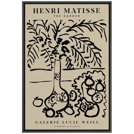 SIGNLEADER Framed Canvas Print Wall Art The Garden by Henri Matisse Classic Vintage Illustrations Fine Art Decorative Retro Multicolor Boho for Living Room, Bedroom, Office - 24"x36" Black