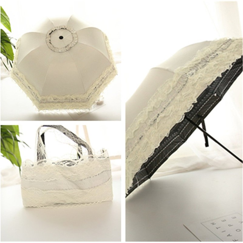 Maibar UV Umbrella Lace Folding Umbrellas Compact Waterproof for Women