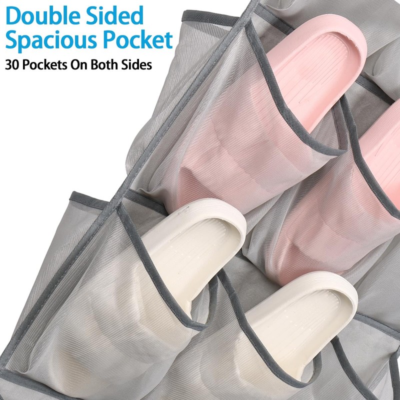 Foribyw Hanging Shoe Organizer 30 Pockets Double-Side Closet Storage Shelves