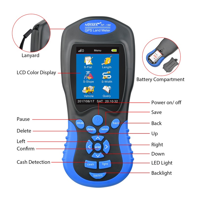 NOYAFA NF-188 GPS Land Meter Handheld Digital LCD Farmland Area