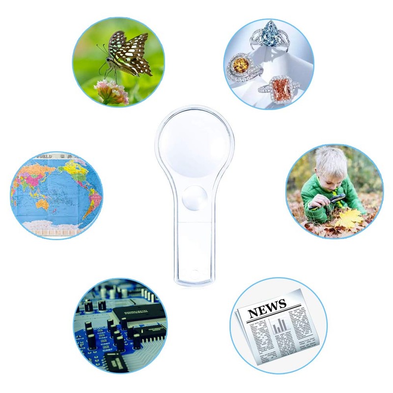 24 Pack Plastic Magnifier, Mini Magnifying Glass 5X and 15X