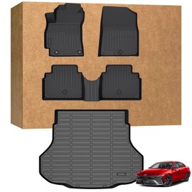 Floor Mats fit for 2025 2024 2023 2022 2021 Hyundai Elantra & 2022-2025 Elantra N (Not for Hybrird) All Weather Floor Liners with 1st & 2nd Row Car Mats and Trunk Floor Mat, Black