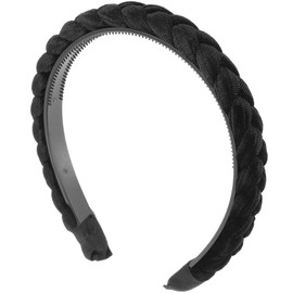 Beaupretty Flock Padded Headband Vintage Style Braided Hairband Wide Hair Hoop Twisted Knotted Headband for Women(Black) Womens Headbands