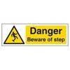 V Safety Danger Beware Of Step Warning Sign - 300mm