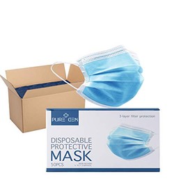 Gleeporte Premium Pack of 250 Single Use Disposable Face Mask,Effective Filtration,Soft on Skin,Bulk Pack 3-Ply Masks Facial Cover with Elastic Earloops For Home,Office,School,and Outdoors (250 Pack Blue)