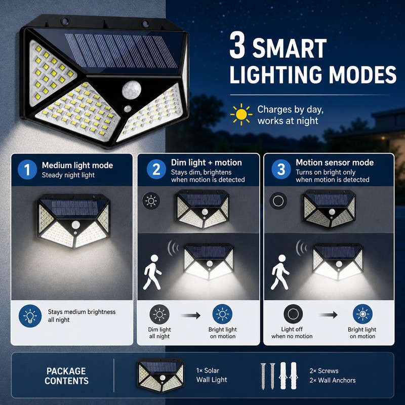 12-Pack Solar Motion Sensor Lights for Outdoor Security – 100-LED