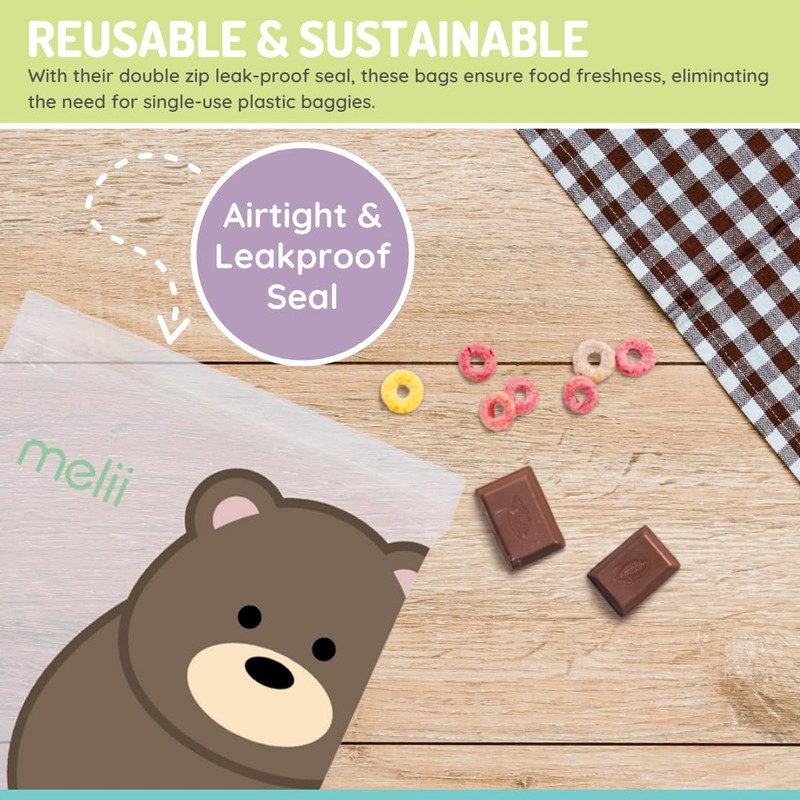 melii Reusable Eva Animal Snack Bags, Pack of 4, 2