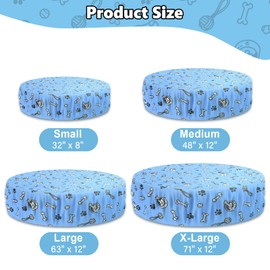 Docuwee Round Pool Cover 32", Foldable Kiddie Solar Cover Fit Dog Swimming Pool, Pets Kids Bath Tub, Inflatable Pool, Anti-UV Dustproof Pool Safety Cover with Cute Paw Bone Pattern