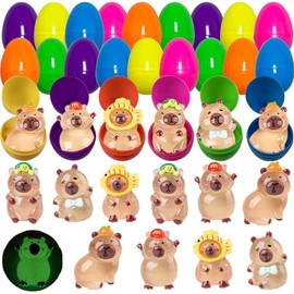 Yanruyu Easter Jumbo Plastic Eggs with Light-Up Puffer Bunny , (capybara+painted eggshell)