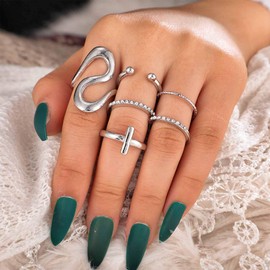 TseenYi Boho Vintage Knuckle Rings Silver Stackable Finger Rings Set Joint Knuckle Midi Rings Stylish Hand Jewelry for Women and Teen Girls