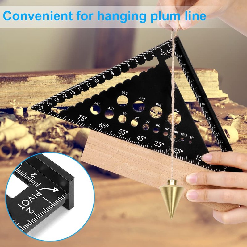 flintronic Triangle Ruler Carpenters Square Tool, Aluminium Metal Set Square