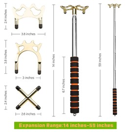 Eidoct Blucent Retractable Billiards Cue Stick Bridge, Snooker Pool Cue Bridge with 3 Pieces Removable Brass Bridge Head, Pool Cue Holder Snooker Accessories Pool Table Accessory