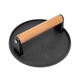 Smash Burger Press Kit, 6.9" Round Cast Iron Press & Grill Spatula with Wood Handle,Meat Steak for Perfect Cookouts, Outdoor Barbecues and Tailgates
