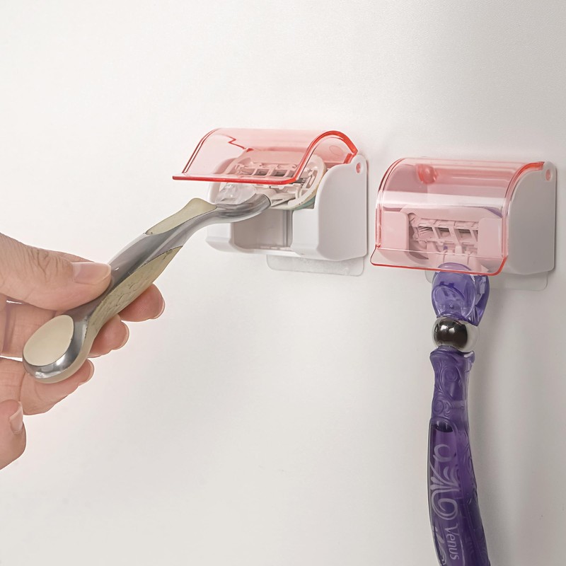 LUEXBOX 2 Pack Razor Holder with Cover for Shower Wall,