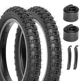 2-Pack Kids Bike Tires Set: Hycline 14x2.125 Inch (57-264 mm) Folding Replacement Puncture-Resistant Bicycle Tires and Pair 14-inch Inner Tubes with Tire Levers for BMX, MTB or Kids Children Racing