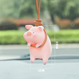 Swinging Pig Car Hanging Ornament, Supper Cute Lucky Pink Piggy Pendant for Auto Rear View, Charms Ornament Swing Decoration Gifts for Kids Women, Car Accessories Universal for Home, Office