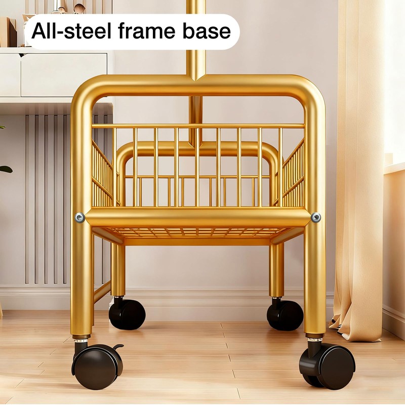 MYUPDALIN Clothes Rack with Shelves, Clothing Rack with Wheels, Multifunctional