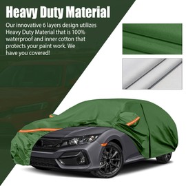 Waterproof Car Covers Replace for 2011-2025 Honda Civic, Multilayer Heavy Duty with Cotton Liner All Weather Custom-fit Car Cover with Zipper Door, Windproof Bands for Snow Rain Dust Protection