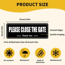 Asheyya 2PCS Please Close The Gate Sign, 25 X 9cm Rust Free Close The Gate Sign, UV Resistant Waterproof