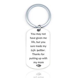 Tebliomro Bonus Dad Father's Day Keychain Gifts from Daughter Son Birthday Gift for Stepdad Wedding Christmas Gift for Step Dad Father from Stepdaughter Stepson Stocking Stuffers