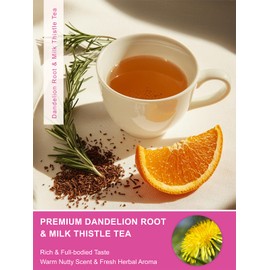 TeeLux Roasted Dandelion Root Tea with Milk Thistle & Peppermint, 50 Count
