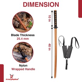 Armory Replicas JAPANESE Natural BOKKEN TRAINING SAMURAI WOODEN SWORD MARTIAL ARTS IAIDO PRACTIC - Natural Bokken  Double Shoulder Strap