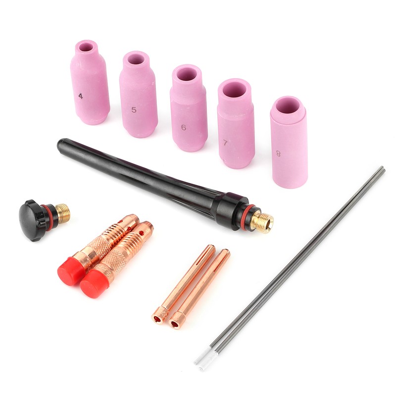 13Pcs/Set Welding Nozzle TIG Gas Lens Ceramic Contact Tip with