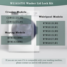 2025 Upgrade W11414731 WTW5010LW0 WTW5057LW0 MVW5430MW0 DTL60003 Washer Lid Lock Replacement OEM Assembly Fit for whirlpool Replace WTW5057LW1 W11513248 DTL6000 WTW5015LW0 WTW5010LW1 WTW5015LW1 Lock