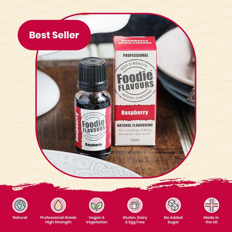 Foodie Flavours Natural Raspberry Flavouring, High Strength - 15ml