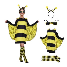 DUDUMILA Bee Costume Adults, Fancy Dress Costumes Women's Bee Costume with Bee Socks, Bee Headband, Sunglasses, Animal Costumes for Carnival Dress Up Party Cosplay, Carnival Costume Women, L