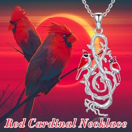 PELOVNY Red Cardinal Necklace 925 Sterling Silver Music Note Pendant Cardinal Memorial Jewelry for Mothers Day Birthday Christmas Gifts Men Women