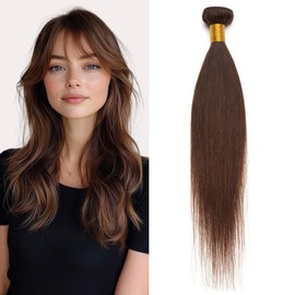 Benehair #2 Dark Brown Hair Wefts Real Human Hair Bundles Weaves Invisible Full Head Straight 8 Inch 100g Double Weft Hair Extensions Soft & Natural