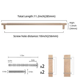 COTYKILEY 6 Pack 10 Inch(256mm) Champagne Bronze Knurled Cabinet Handles Gold Knurled Kitchen Cabinet Pulls Cabinet Door Handles Kitchen Cabinet Hardware