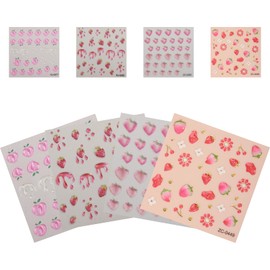 LabTabBa Nail Art Stickers 5D Embossed Self-Adhesive Nail Decals with 3D Acrylic Flowers, Leaf & Vine Designs for Spring Summer Manicure, DIY Nail Design Kit for Women