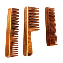 eSplanade Peigne en bois pour hommes et femmes (ensemble de 3) - antistatic peigne fait main en palissandre indien, barbe et peigne moustache.