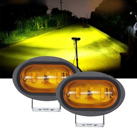 GREENBEAN Motorcycle LED Fog Lamp, 40 W, Flood Light Type, Built-in CREE Chip, Wide Angle Illumination, High Brightness, Yellow, Compatible with 10-30 V, Waterproof, Dustproof, IP67, Angle Adjustable