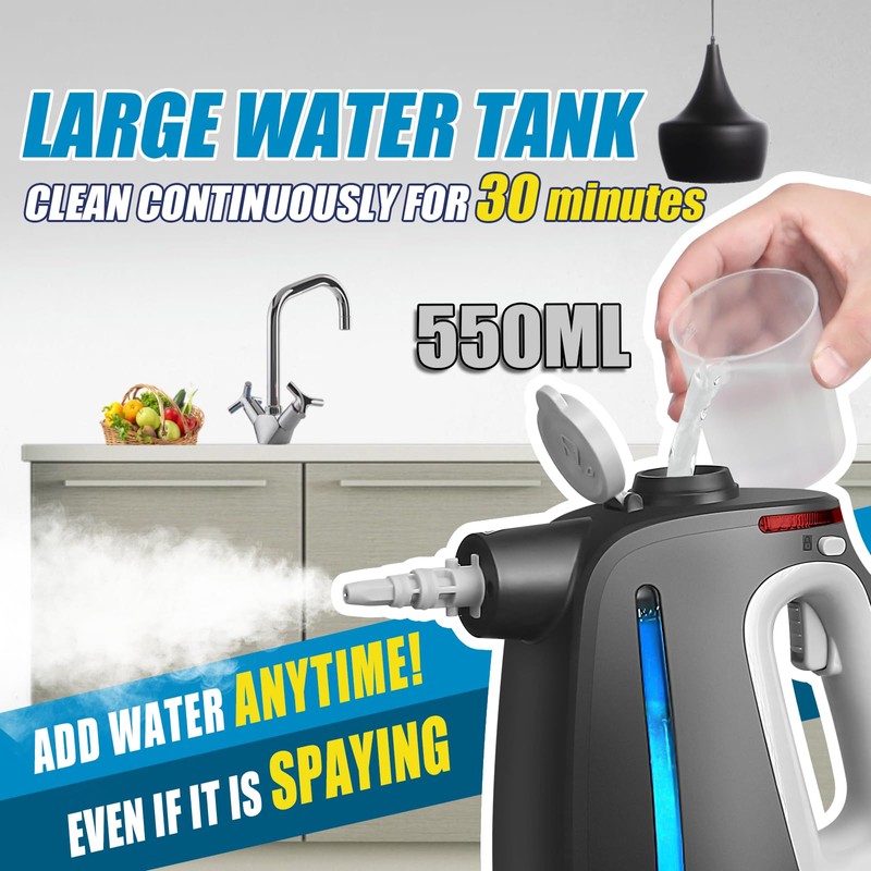 Pressurized Handheld Steam Cleaner with 14 PCS Accessories&Safety Lock, 1350W
