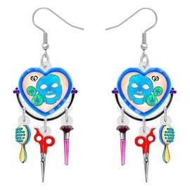 RAIDIN Acrylic Creative Valentines Day Makeup Dangle Drop Earrings Gifts for Women Girls Kids Cute Cosmetic Jewelry for Beauticians Party Decorations (Scissors)