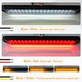 3 Color LED Trailer Tail Light, Amber Red White, Brake Stop Turn Signla Trailer Running Lights Bar, Waterproof Tailgate Light Bar for Truck Pickup Golf Marine Boats Offroad RV ATV UTV Bus Van, 2Pcs