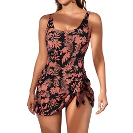 Eomenie One Piece Swimdress Swimsuits for Women Tummy Control Swim Dresses Skirt Bathing Suit